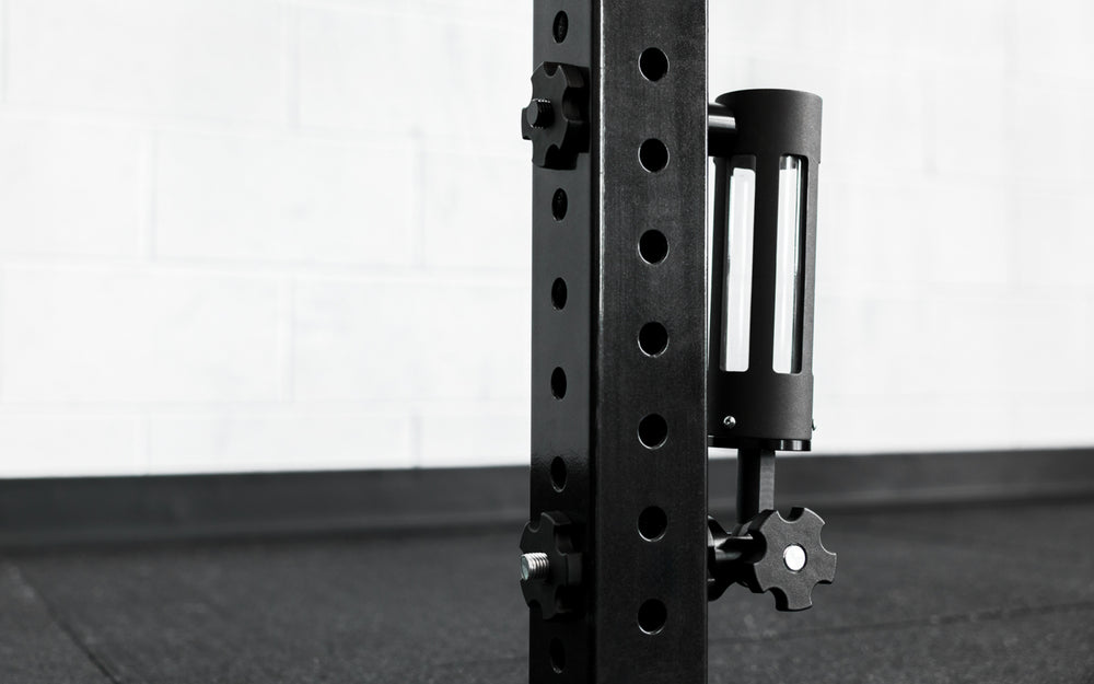 The REP® x Kleva Built® Adroit Landmine attached to a power rack