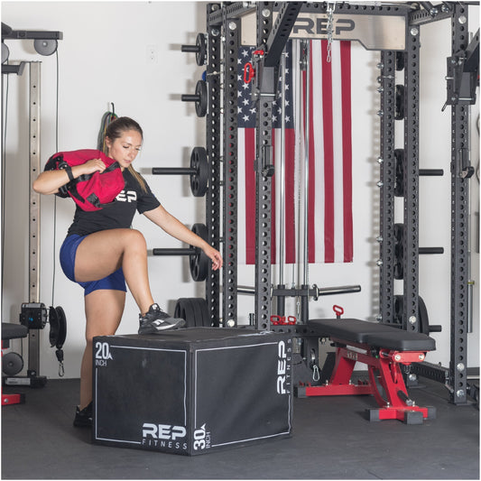 An athlete trains with a REP® sandbag.