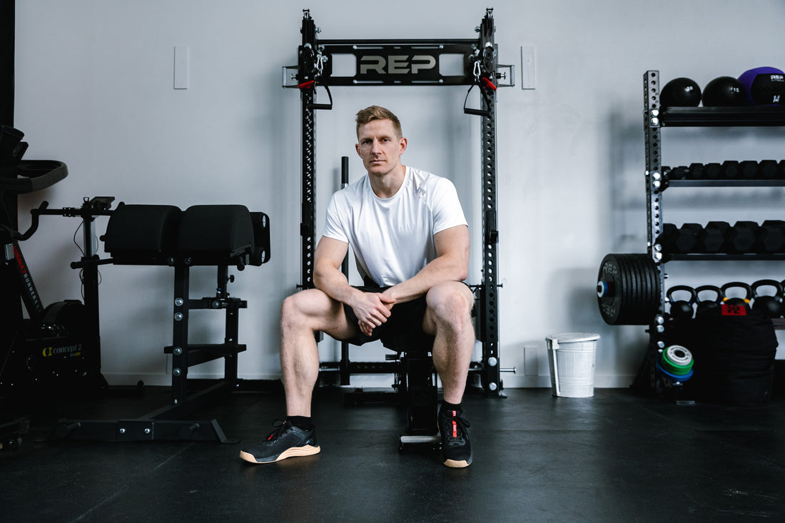 Brent Fikowski in his home gym