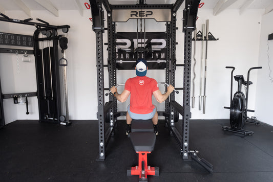 Man doing lat pulldowns