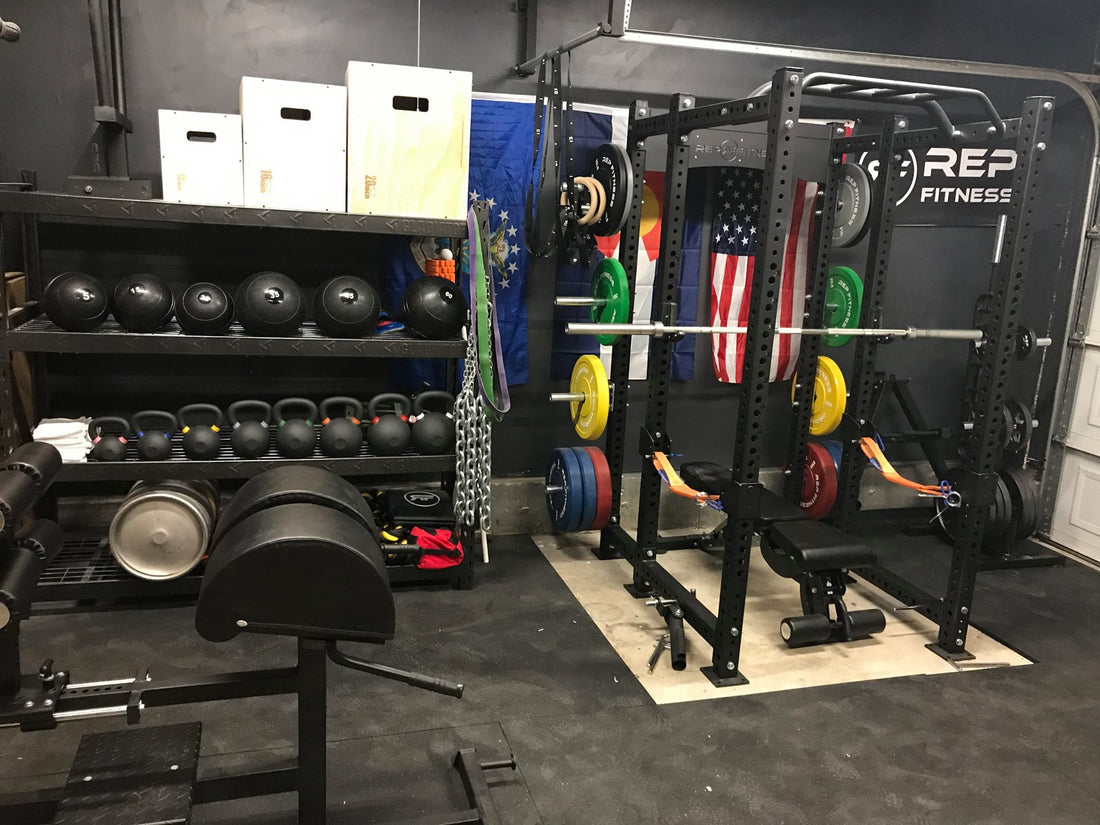 A basement home gym