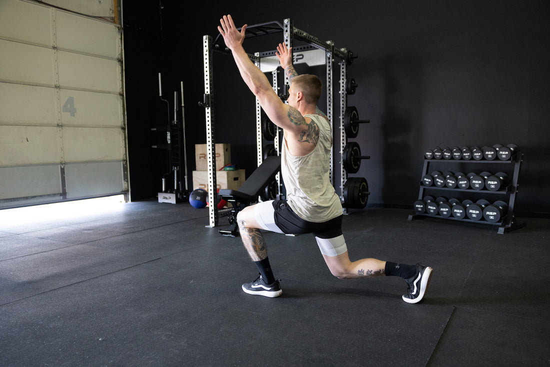 Lifter doing bodyweight lunges