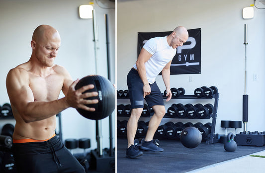 Man working out with a slam ball