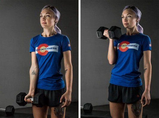 Woman doing dumbbell curls