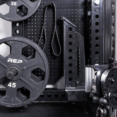 A Spotter Arm 2.0 installed on the storage crossmembers of the Wall-Mounted Ares 2.0