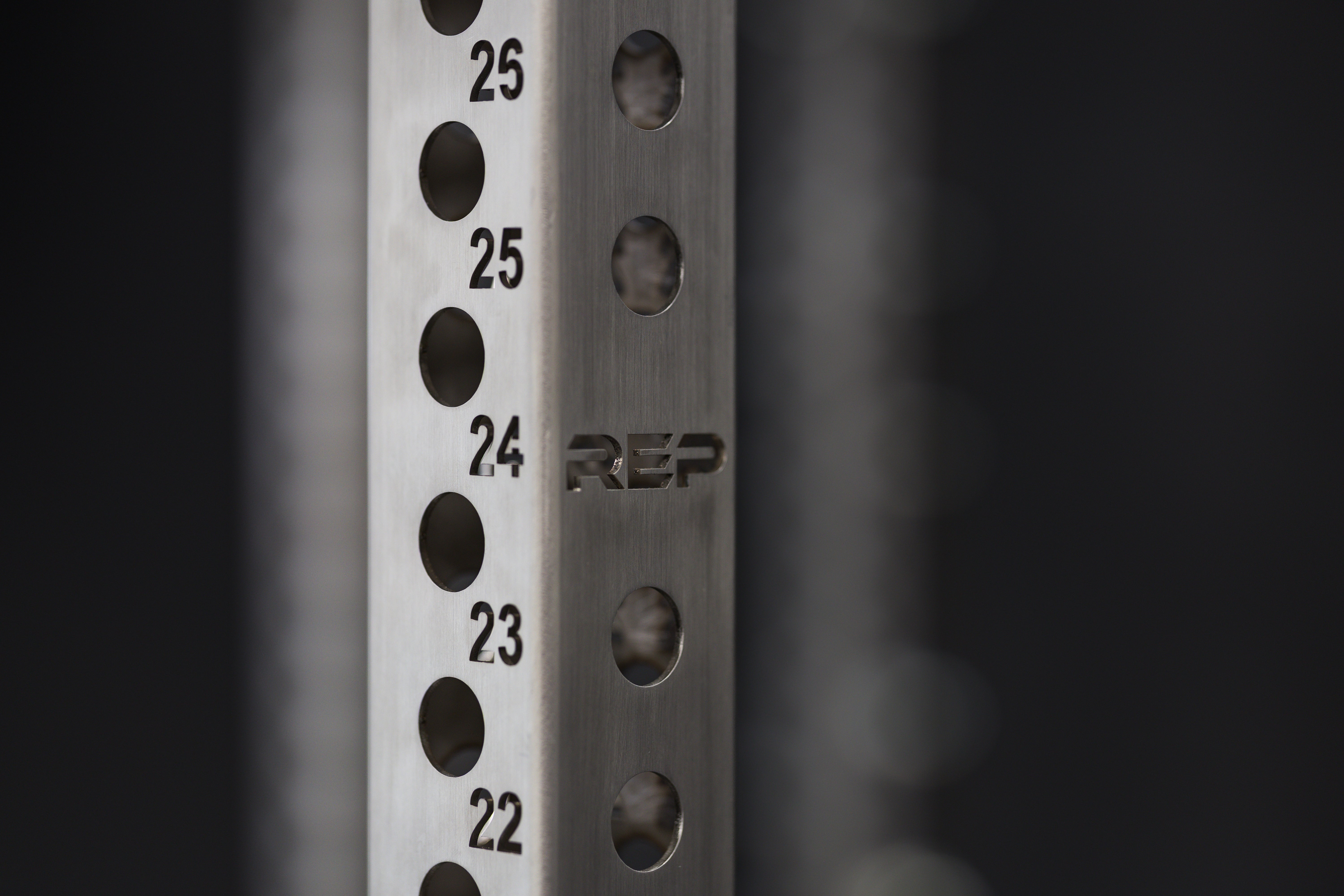 Close-up shot of the REP Fitness Stainless Steel Rack Uprights