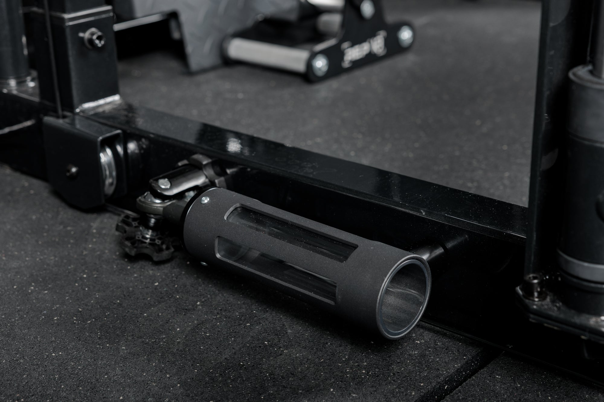 Close-up of the REP® x Kleva Built® Adroit Landmine on the Altitude™ Power Rack