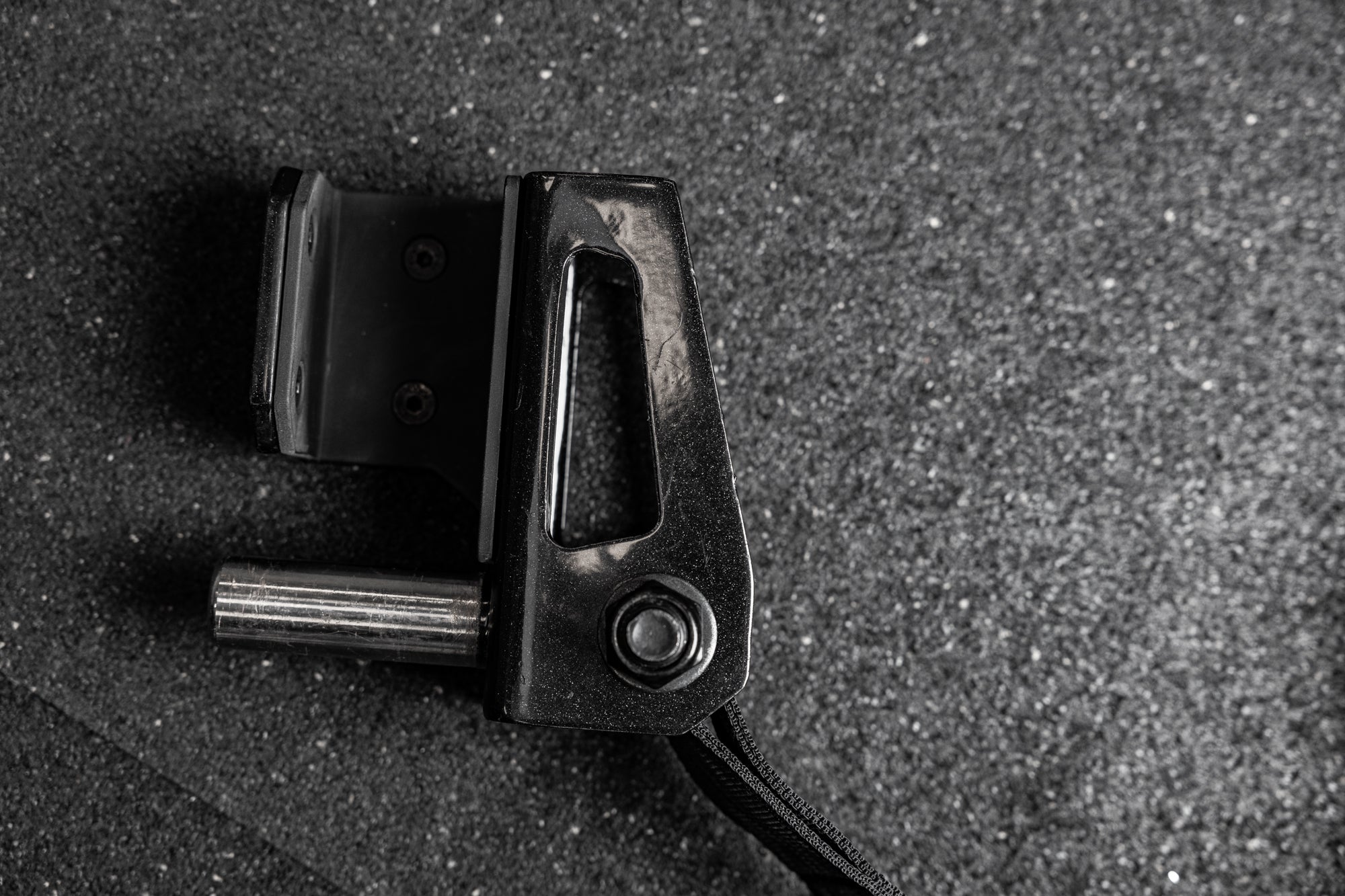 Close-up of the REP Fitness Altitude™ Power Rack Strap Safeties rack attachment hardware