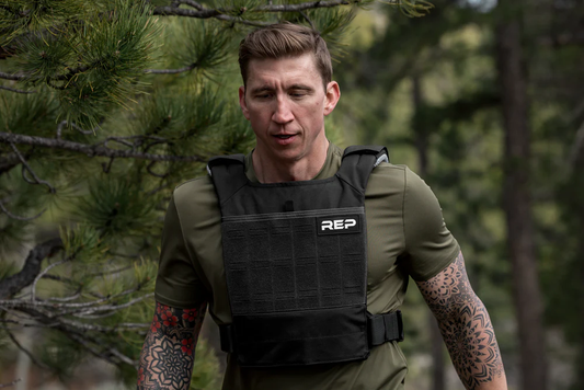 Conditioning - Person wearing and working out in the Strata™ Weight Vest in an outdoor setting.