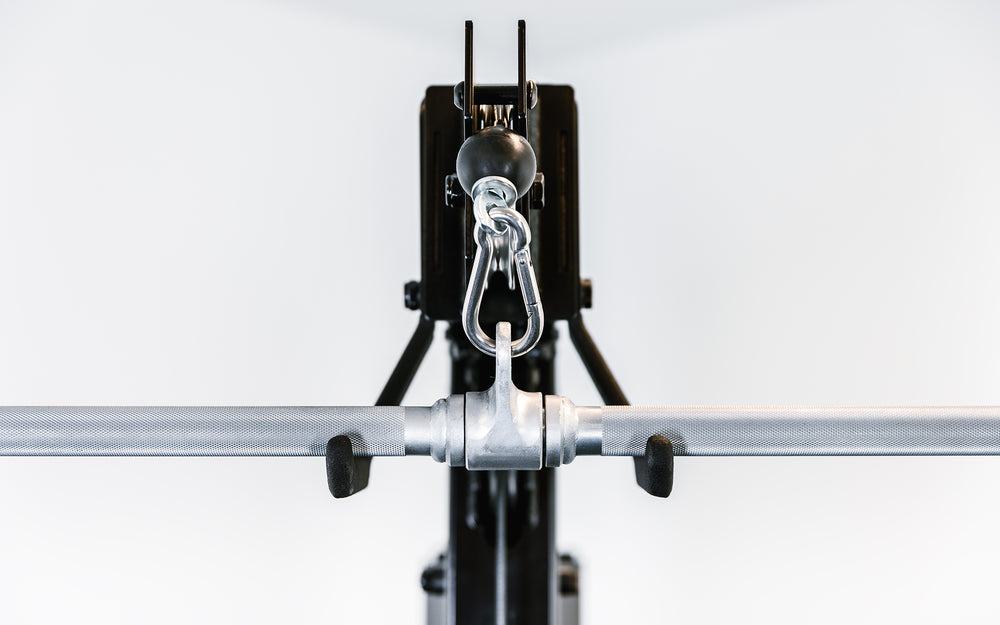 Adonis™ Cable Tower. Close up of hooks at the top to hold attachment