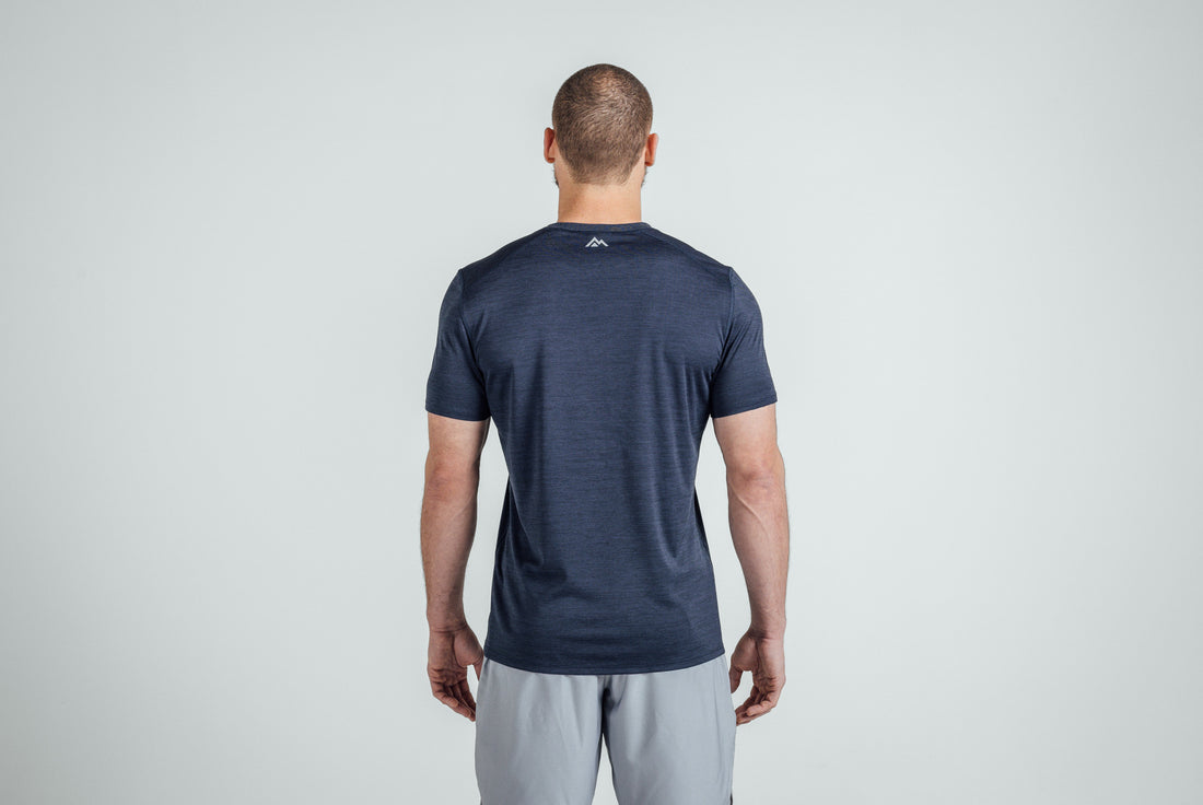 The REP Fitness Men's Sigmatech Shirt in Heather Navy back