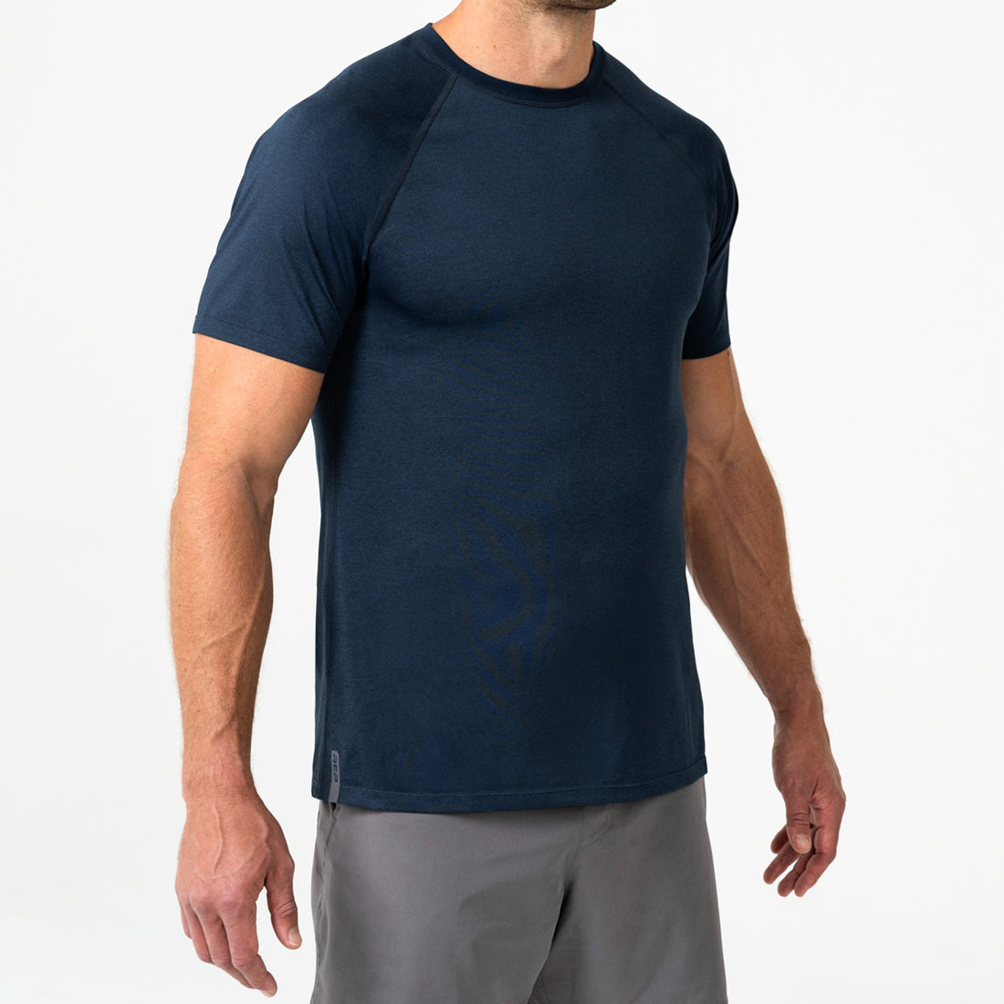 The REP Fitness Men's Aerix Tee in Heather Navy front