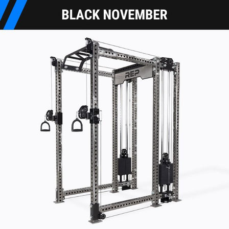 Athena Selectorized Side-Mount Functional Trainer Dual Side Shown on Clear Coat PR-5000 Power Rack 