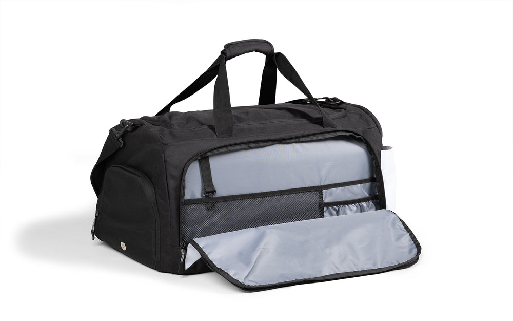 REP Gym Bag with the side pocket open