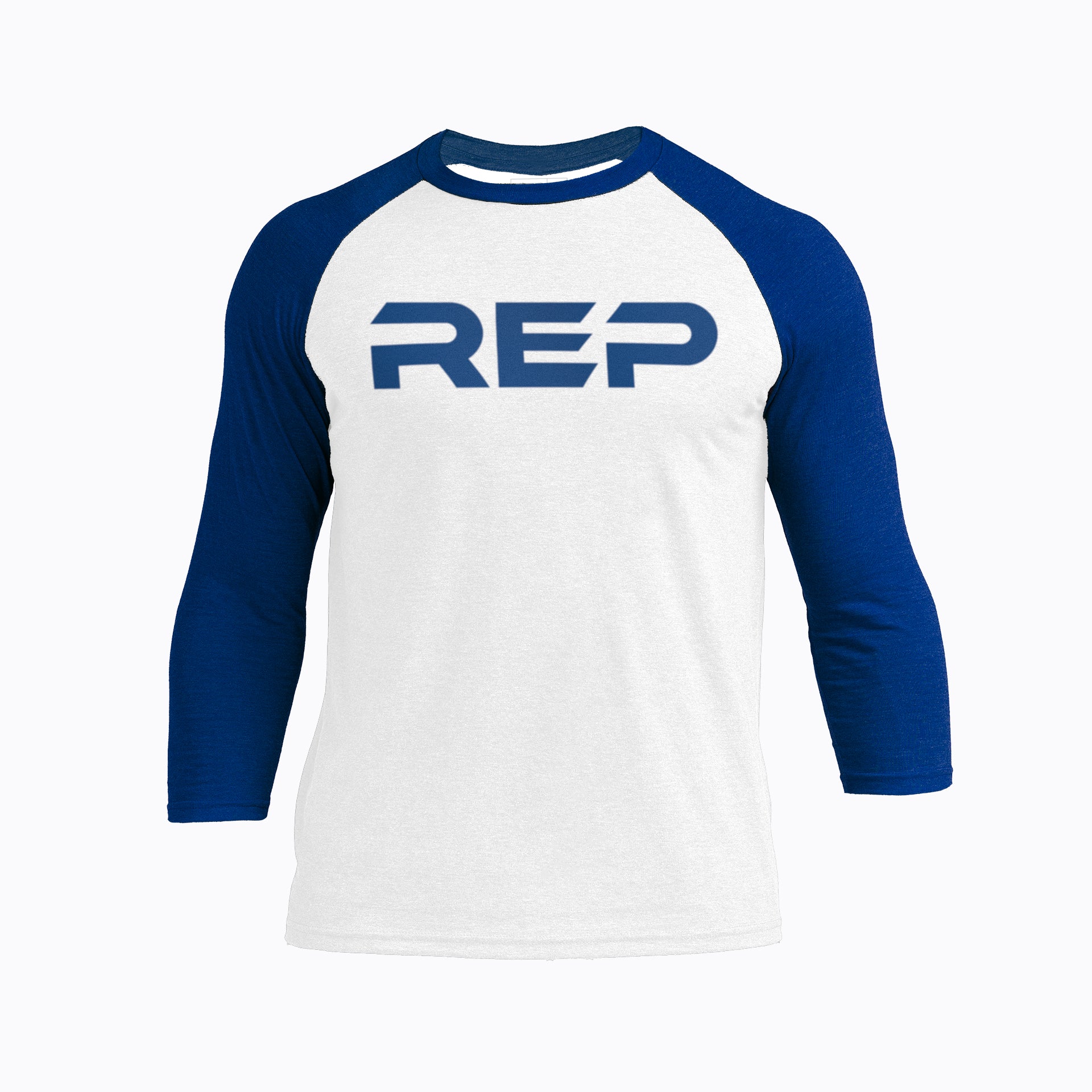 White/Royal Blue Daily Driver 3/4 Sleeve Tri-Blend Crew