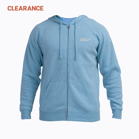 Clearance Heather Light Blue/Silver Unisex Zip Hoodie