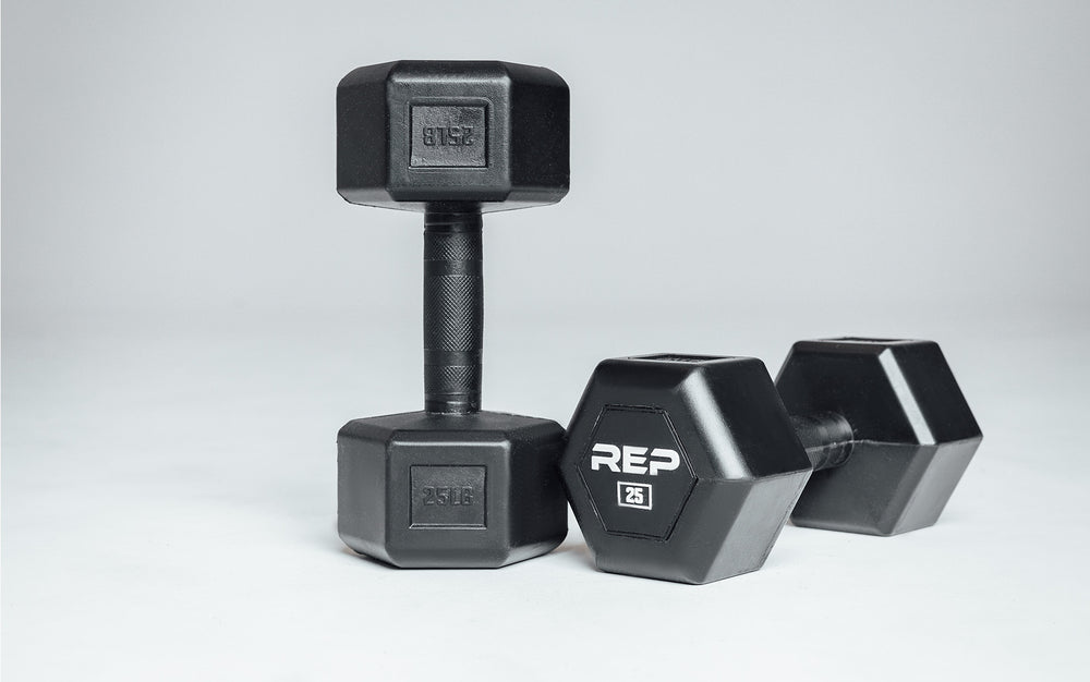 25lb Rubber Coated Hex Dumbbell Pair