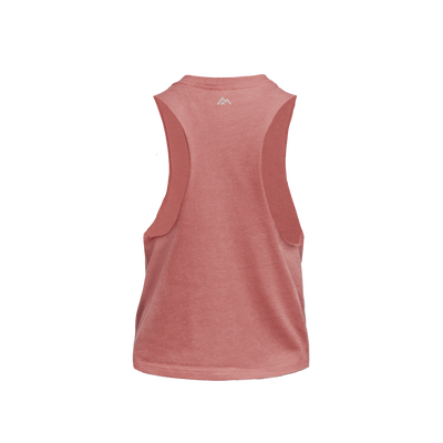 The REP Fitness Women's Daily Driver Cropped Dual-Blend Tank in Heather Mauve/Silver back