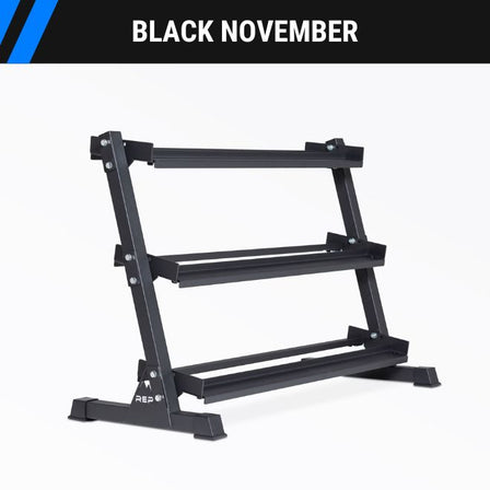 3-tiered metallic black REP Dumbbell Rack