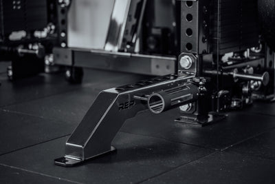 Close-up of Front Foot Extension Pair 2.0 with REP branding