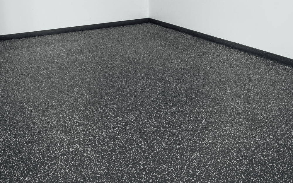 Grey Fleck Rubber Flooring in Garage Gym