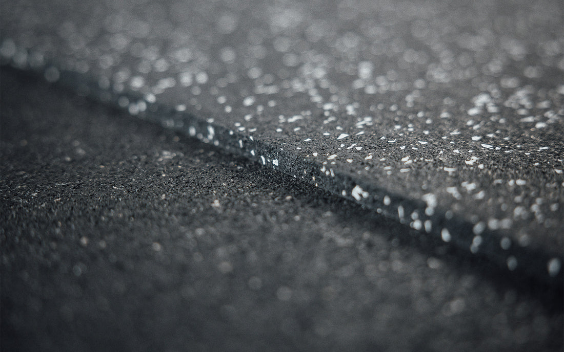 Close up of Grey Fleck Rubber Flooring