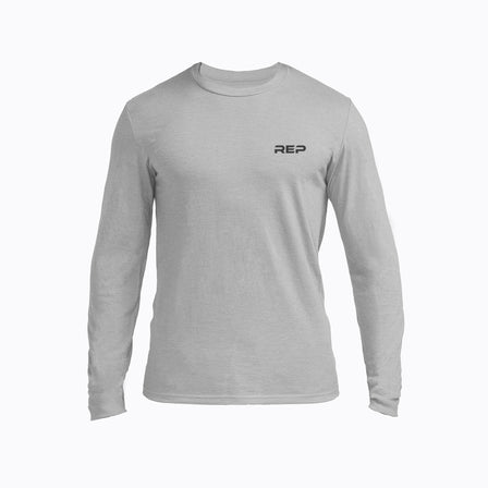 Heather Gray/Black Long-Sleeved Tri-Blend Crew