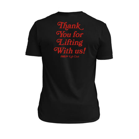 The REP fitness Lift Club Tri-Blend Crew T-Shirt in Heather Black/Red