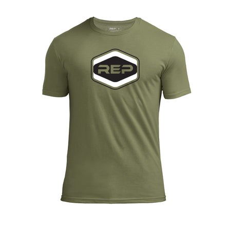Octane Tri-Blend Crew T-Shirt in Olive and Black