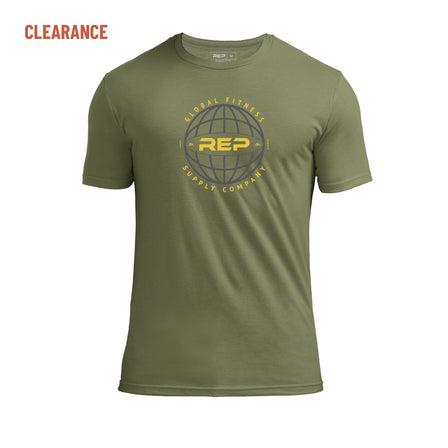REP Men's Worldwide Tri-Blend Crew T-Shirt on Clearance in Heather Olive/Gray