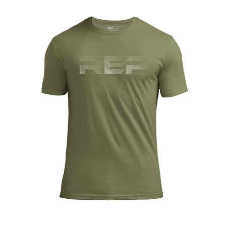 REP fitness blueprint Tri-Blend Crew t-shirt in Heather Olive/White