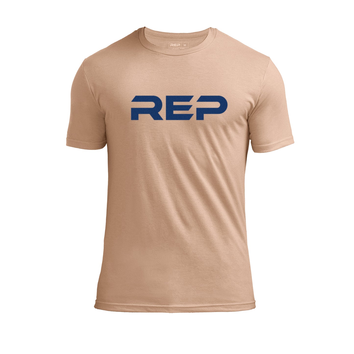 The REP Fitness Men's Daily Driver 2.0 Tri-Blend Crew T-Shirt in Heather Peach/Blue