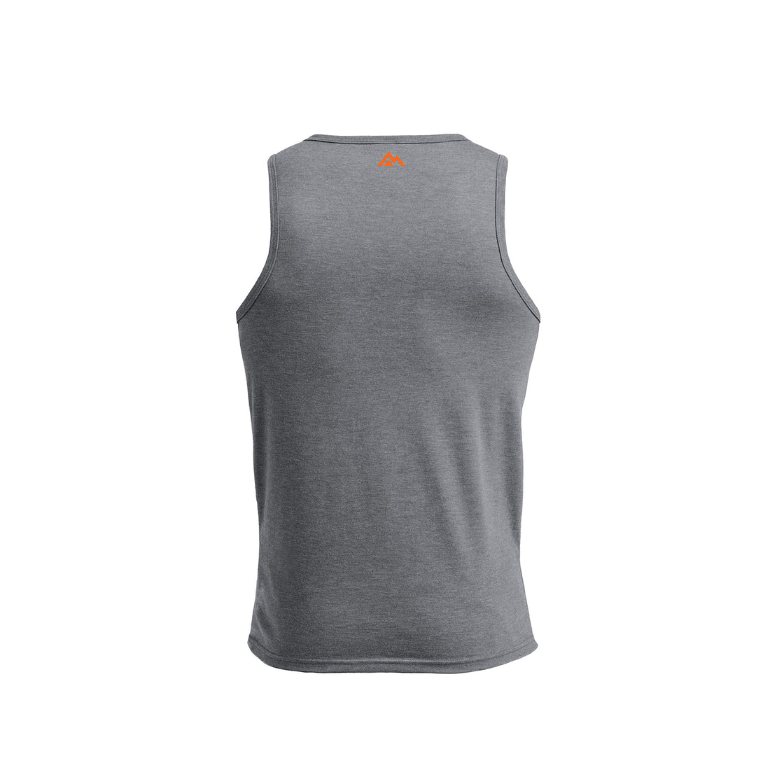 The REP Fitness Men's Daily Driver Tri-Blend Tank in Heather Aluminum/Orange back