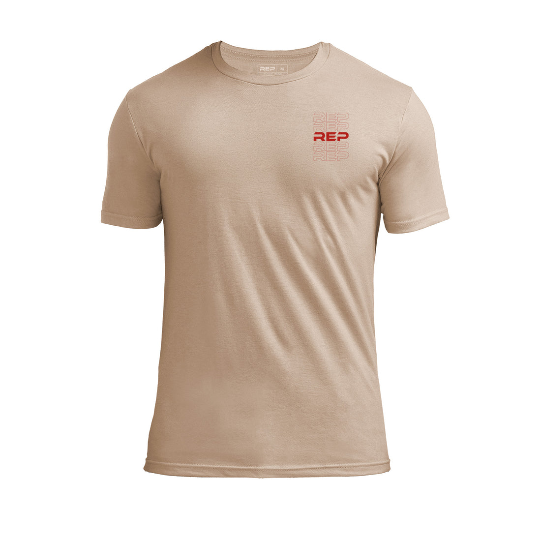 The REP Fitness Lift Club Tri-Blend Crew T-Shirt in Heather Desert/Red front