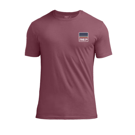 The REP Fitness Rise Tri-Blend Crew T-Shirt in Heather Maroon/Blue