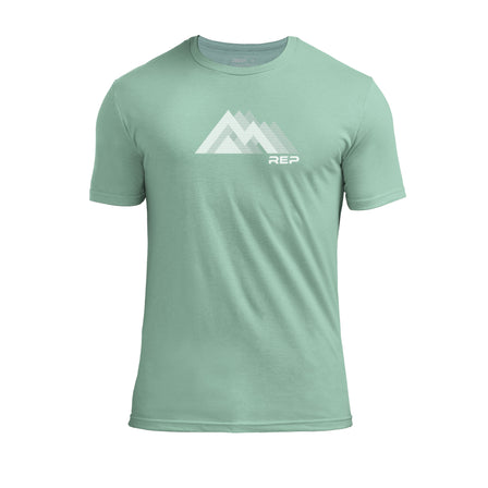 The REP Fitness Summit Tri-Blend Crew T-Shirt in Heather Sage and White