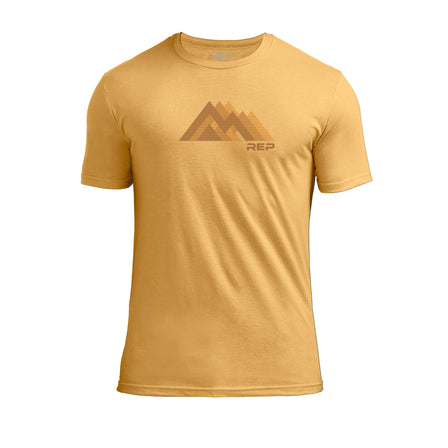 The REP Fitness Summit Tri-Blend Crew T-Shirt in Heather Ochre and Brown
