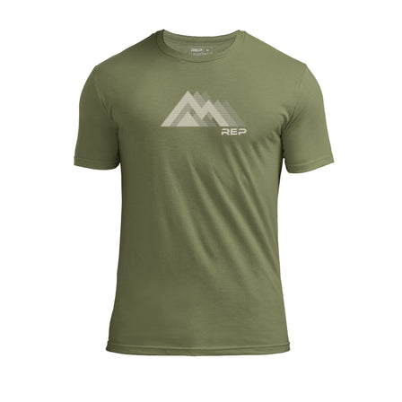 The REP Fitness Summit Tri-Blend Crew T-Shirt in Heather Olive and Tan