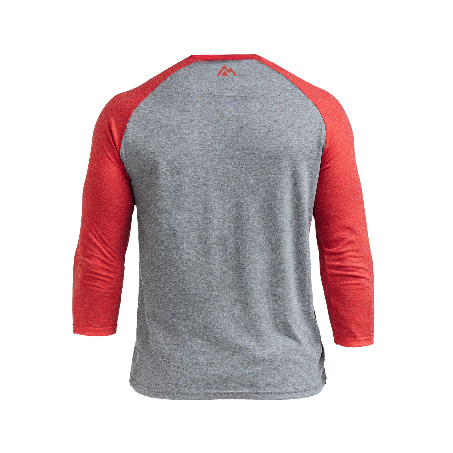 The REP Fitness Men's Daily Driver ¾ Sleeve Tri-Blend Crew T-Shirt in Heather Gray/Red back