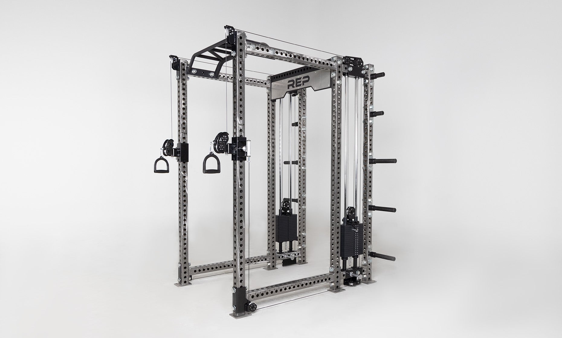 Athena Selectorized Side-Mount Functional Trainer Dual Side Shown on Clear Coat PR-5000 Power Rack