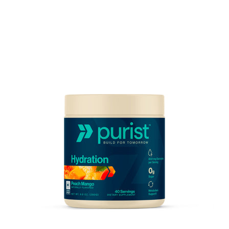 Purist® Hydration Peach Mango Flavor container on a white background