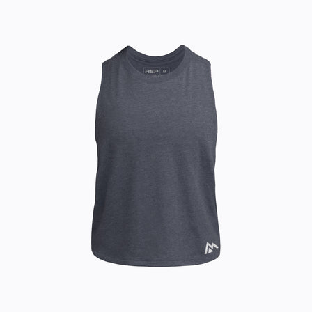 Heather Navy/White Women's Peak Cropped Dual-Blend Tank