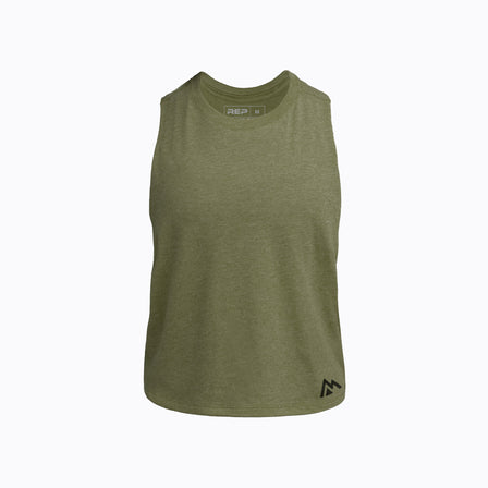 Heather Olive/Black Women's Peak Cropped Dual-Blend Tank