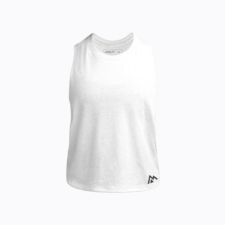 White/Black Women's Peak Cropped Dual-Blend Tank