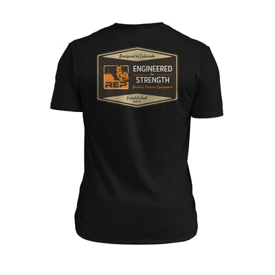 The REP Fitness Men's  Engineered Tri-Blend Crew T-Shirt in Heather Black/Tan