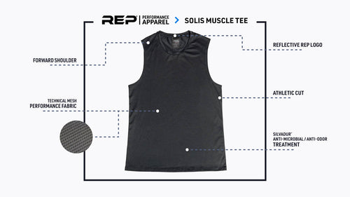 Mens' Solis Muscle Tee features graphic.