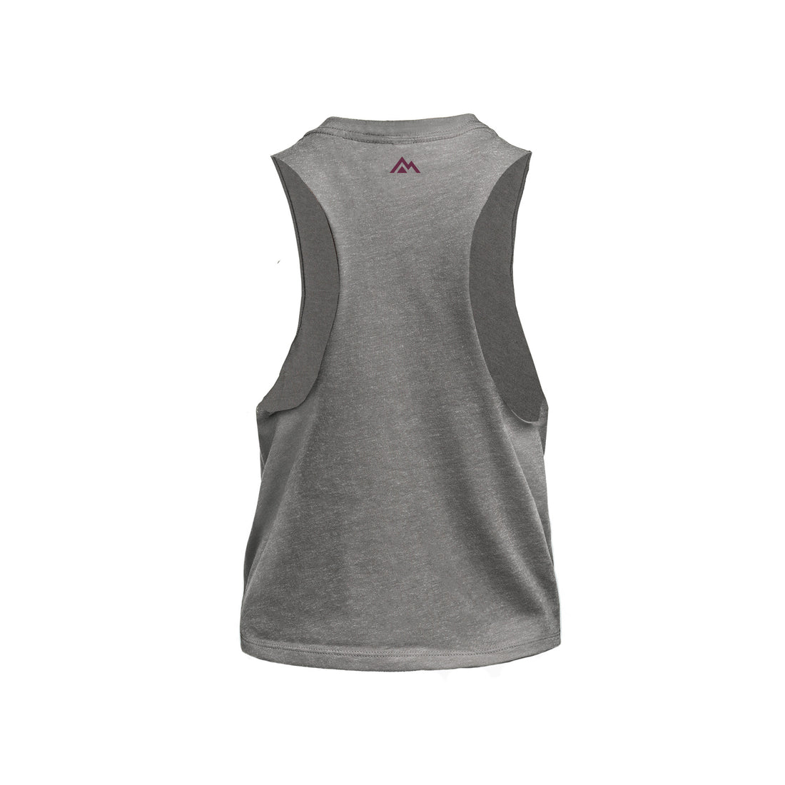 The REP Fitness Women's Daily Driver Cropped Dual-Blend Tank in Heather Gray/Wine back