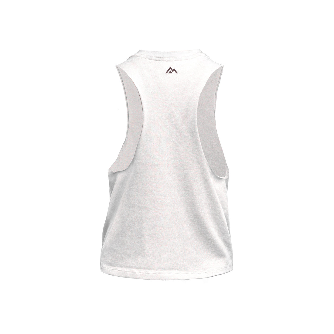 The REP Fitness Women's Daily Driver Cropped Dual-Blend Tank in Heather White/Cocoa back