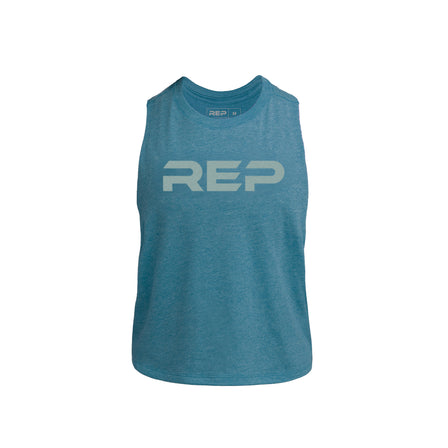Teal/Aqua Gray Womens Daily Driver Cropped Dual-Blend Tank