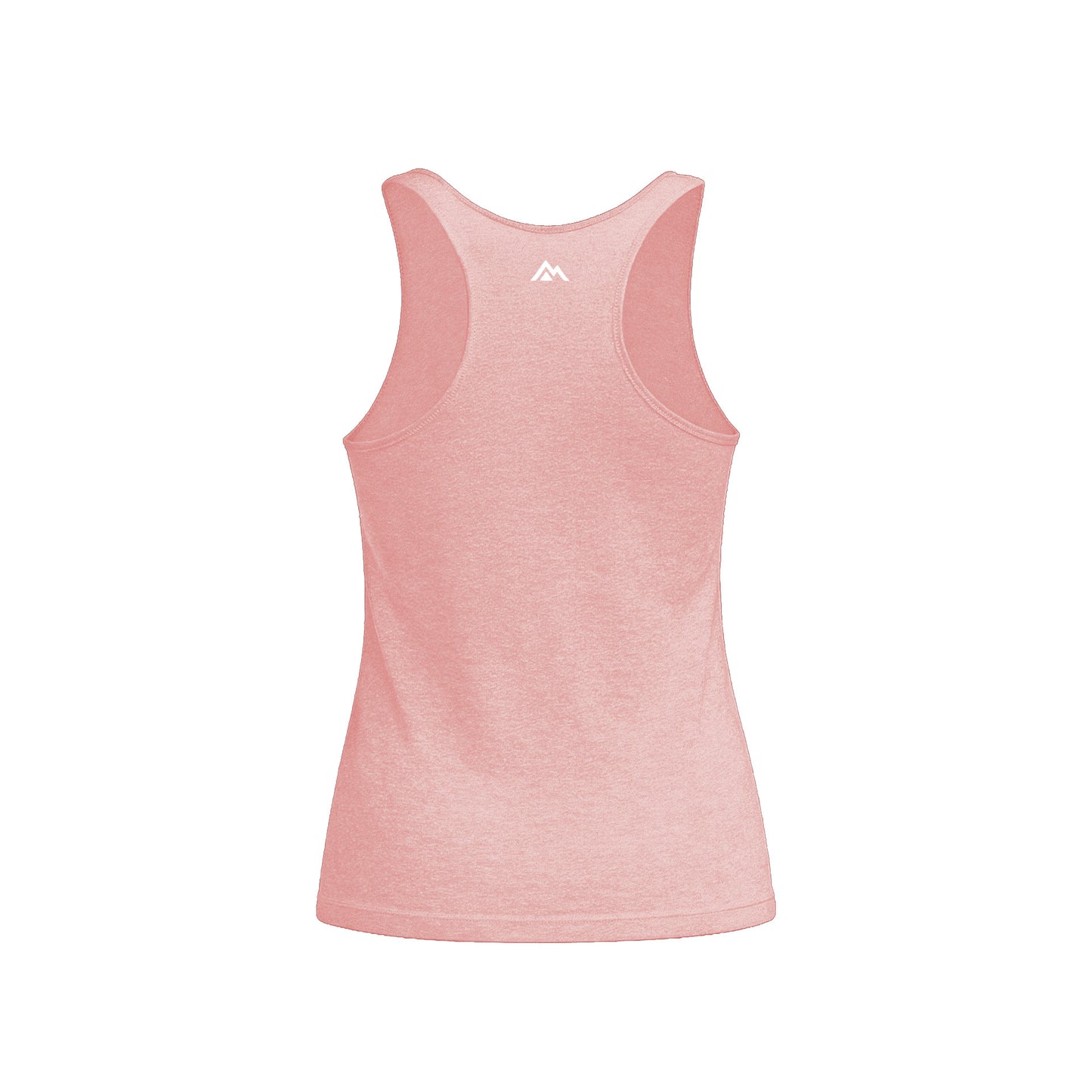 Women’s Rise Tri-Blend Tank in Pink  with a logo on the back against a white background